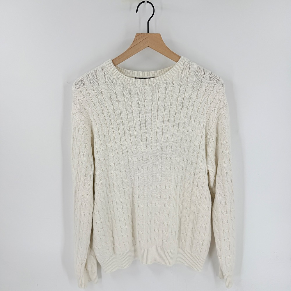Brandy Melville Cable Knit Sweater Cream One Size Cozy Preppy Oversized